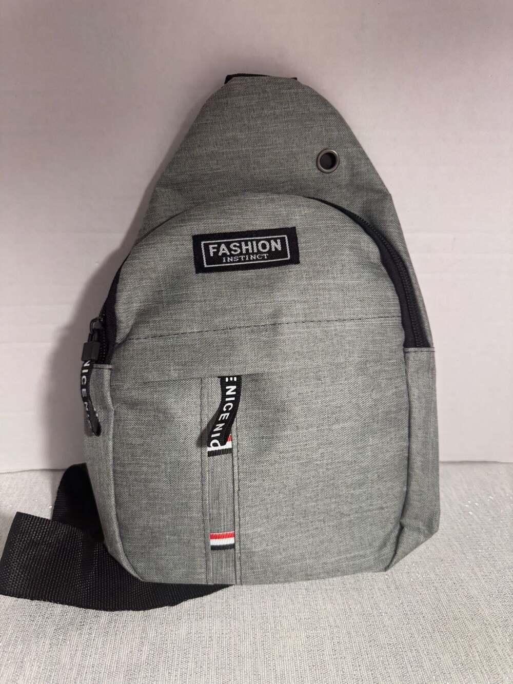 Fashion Instinct Gray Sling Crossbody Chest Bag with Earphone Hole